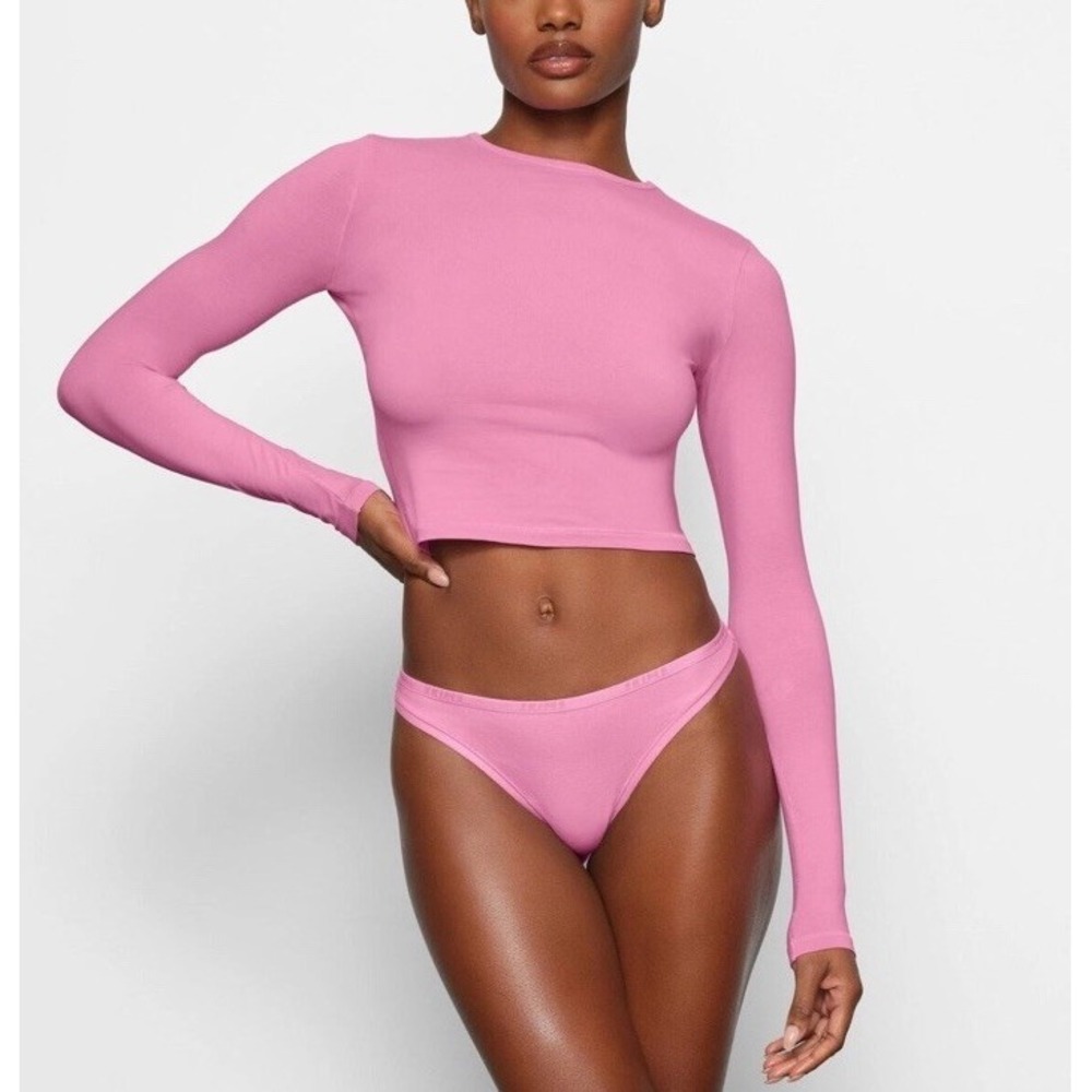 SKIMS New Vintage Long Cropped Sleeve T-Shirt | Pink | Size S